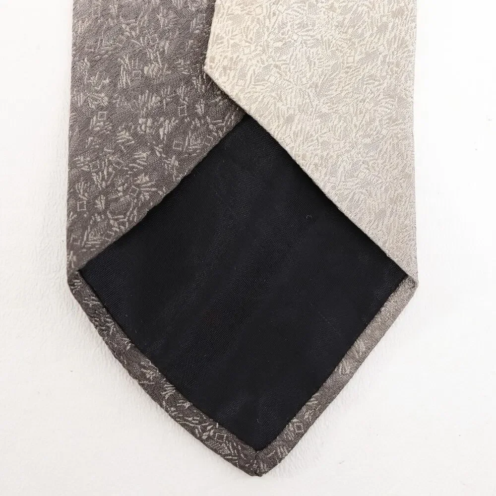 Lilly Dache Marv Miller Tie Mens 56 in Silk Gray Ombre Abstract Geo Floral Wide